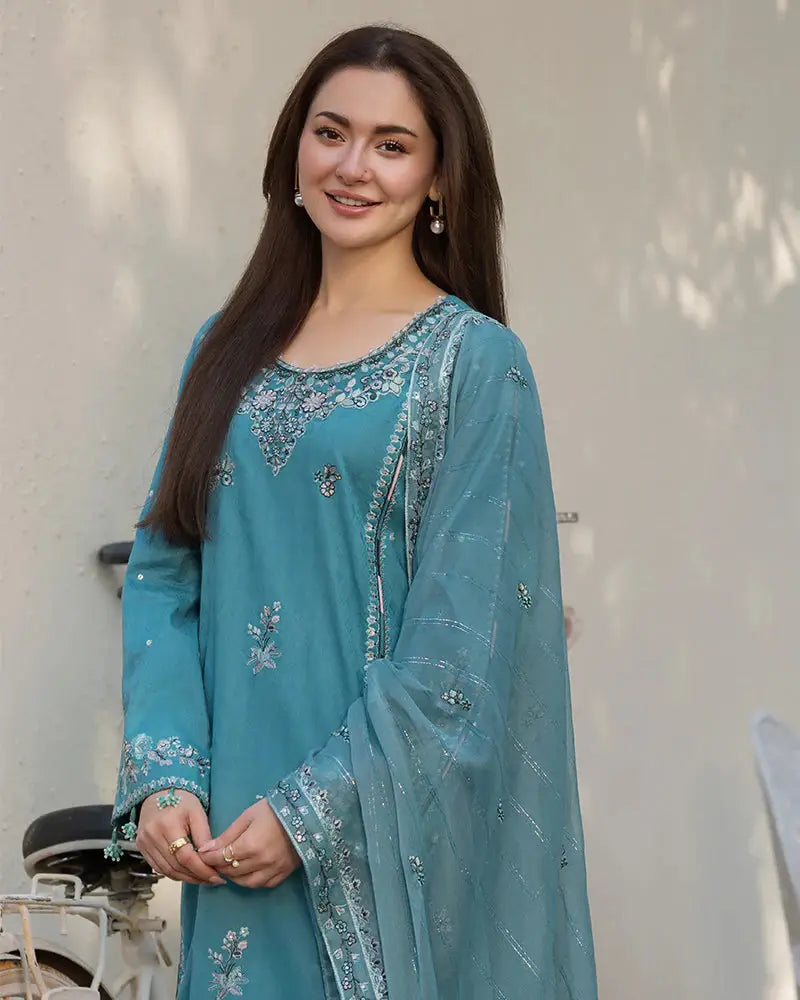 Dhanak 3PC Embroidered Shirt with Chiffon Embroidered Dupatta – ZC3276