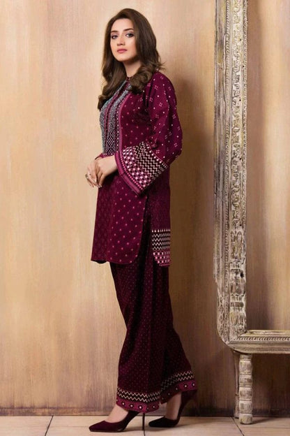 Linen 2PC Embroidered Suit – ZC3418