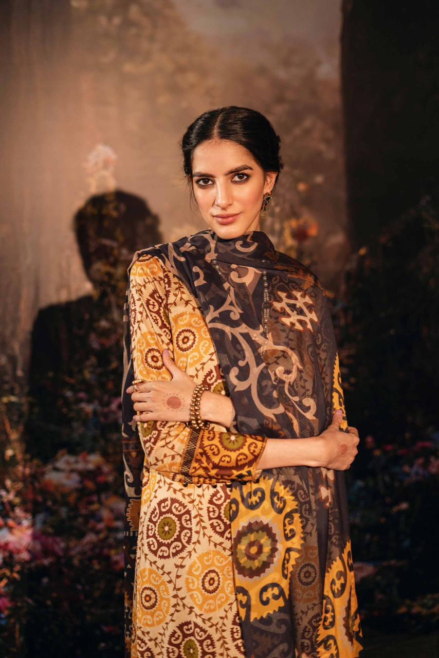 Nishat 3PC Lawn Printed with Printed Voile Dupatta – ZC754