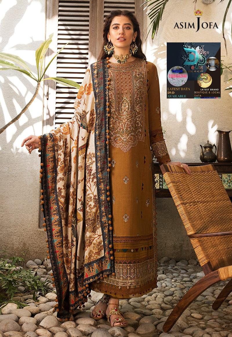 Dhanak-3PC Embroidered Shirt with Digital Printed Wool Shawl - 3572