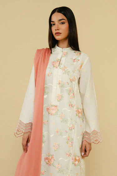 Coco Zara Shahjahan 3PC Embroidered Shirt with Dhanak Embroidered Dupatta – ZC203
