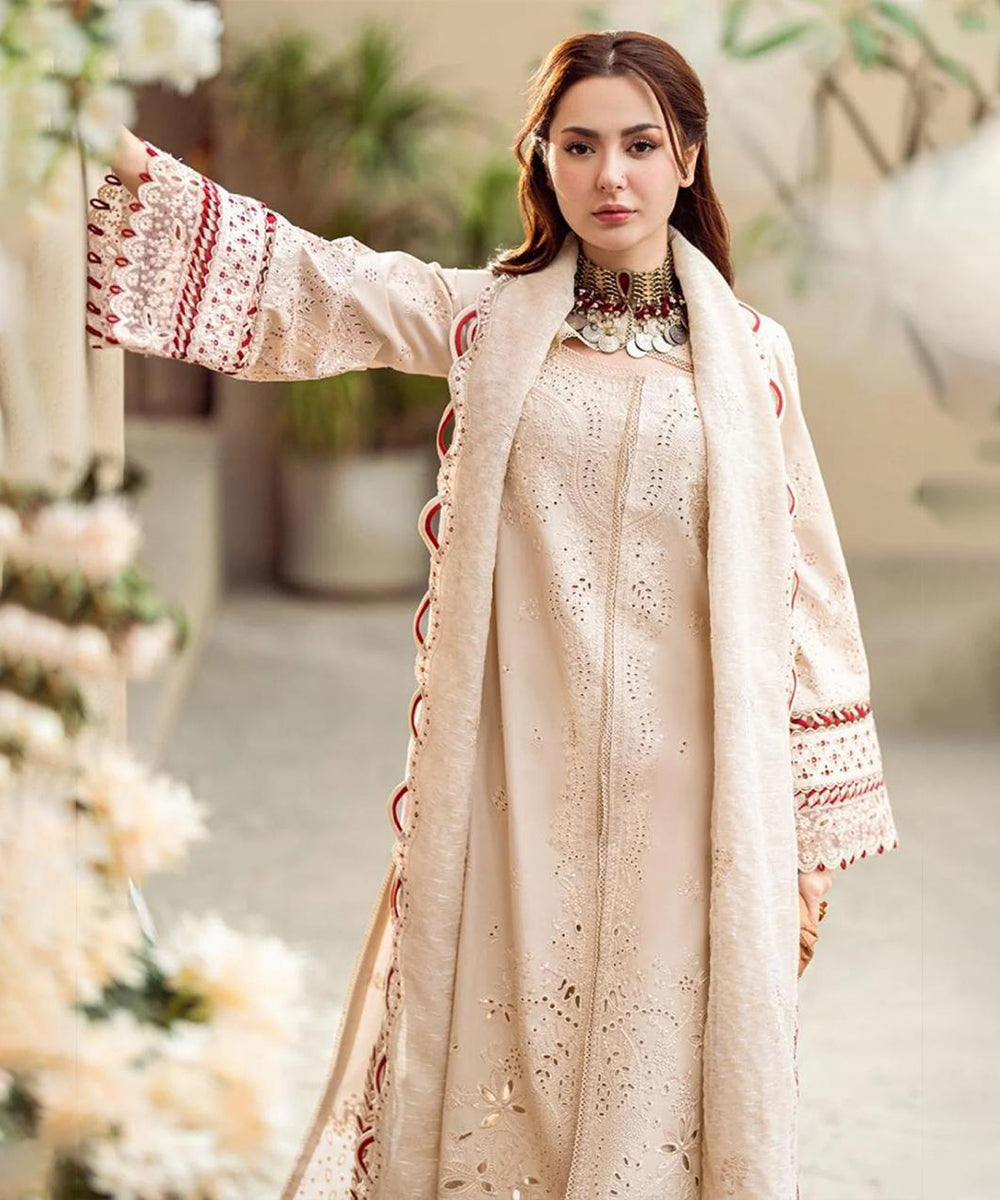 Lawn 3PC Embroidered Shirt with Organza Embroidered Dupatta – ZC1357
