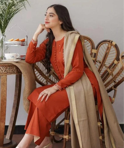 Aisling Dhanak 3PC Embroidered Suit with Wool Shawl – ZC1291